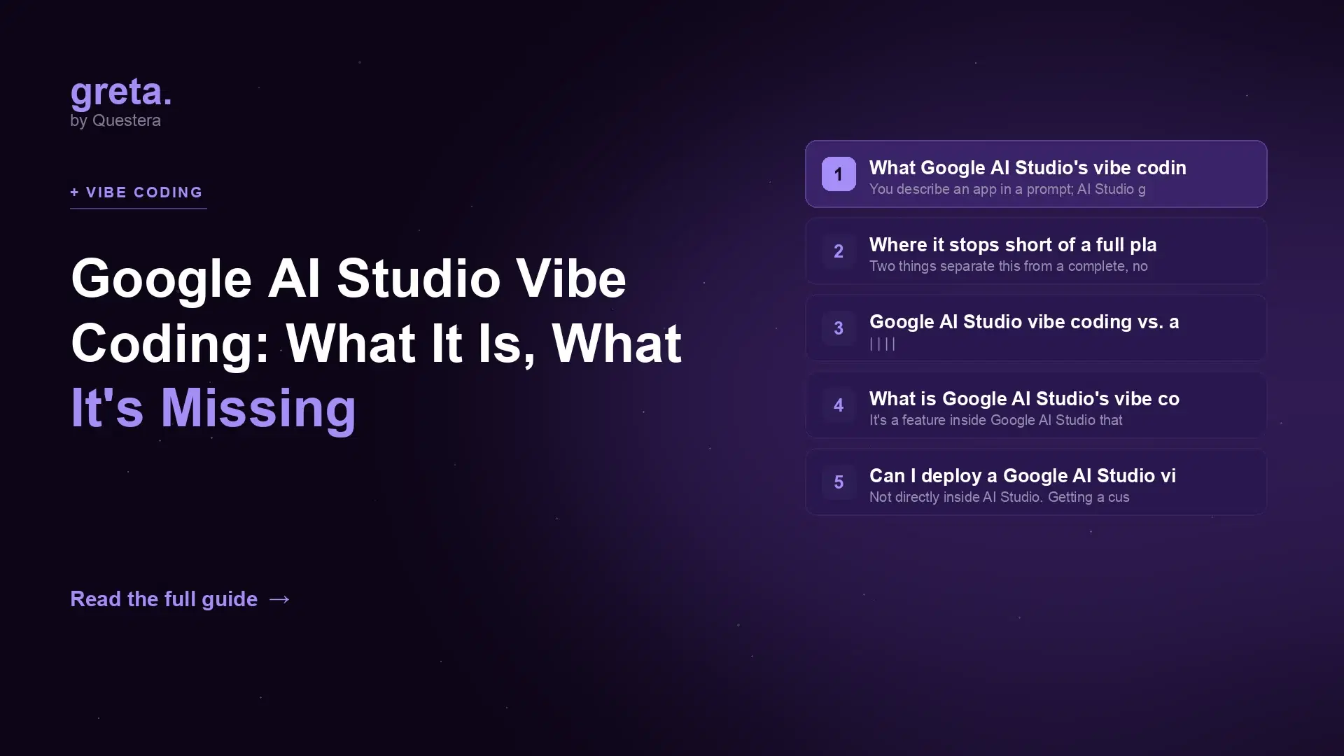 Google AI Studio Vibe Coding: What It Is, What It's Missing