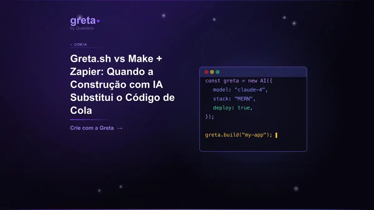 Greta.sh vs Make + Zapier: Quando a Construção com IA Substitui o Código de Cola